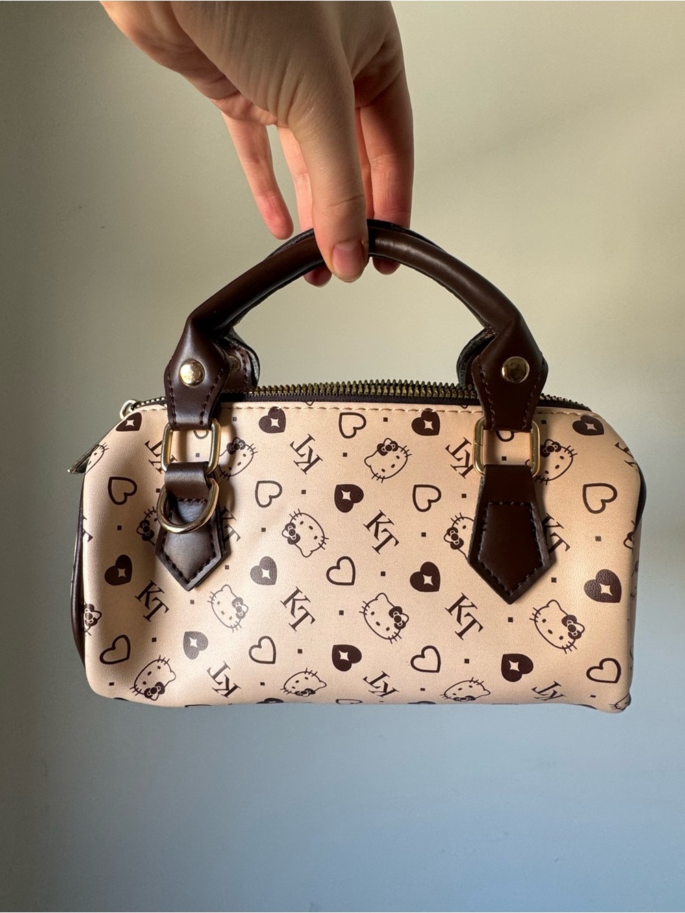 Hello Kitty Cream & Brown Mini Top-Handle Bag